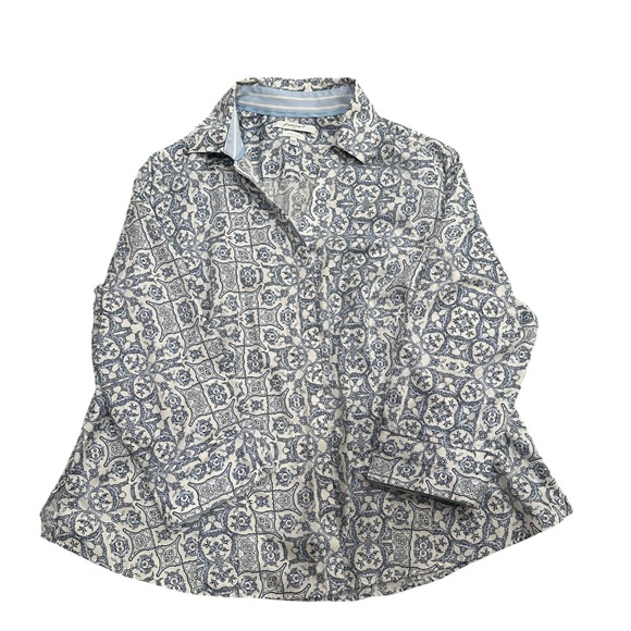 Foxcroft NYC Wrinkle Free Floral Fitted Button Up Blouse Womens 16W - Picture 1 of 7